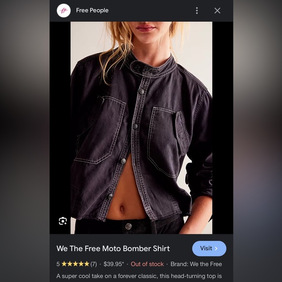 ISO: Free People We The Free Moto Bomber Shirt - Picture 2 of 5